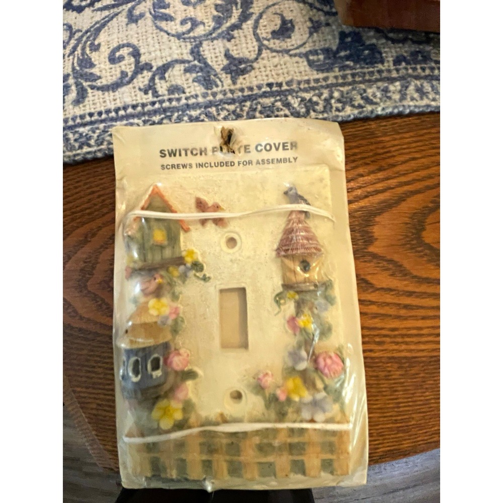 Vintage Birdhouse Light Switch Wall Plate Cover Floral Resin Multicolor 66284